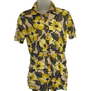 RVCA Rejoice Romper Sz S Floral Sunset Fade‎ Yellow VSCO Valley Girl Surf Beachy